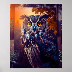 Kuif Owl in Forest Natuur Wildlife Bird Animal Poster