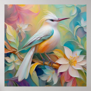 Kuifgouden Staart Fantasie Vogel Poster