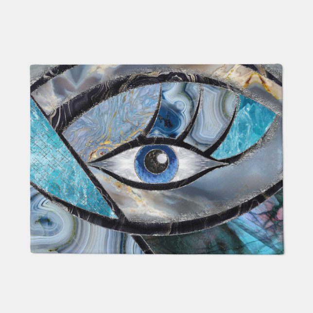 Kuifje Evil Eye Amulet Mineral Textures Collage Deurmat (Voorkant)