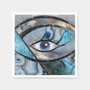 Kuifje Evil Eye Amulet Mineral Textures Collage Servet