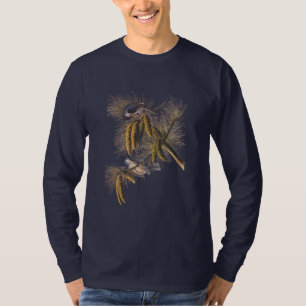 Kuifmuis Audubon vogel in dennenboom T-shirt