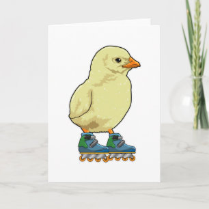 Kuiken als inlineskater met inline skates kaart