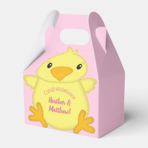 Kuiken Baby Shower Roze Bedankdoosjes