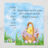 Kuiken en paasmand 1e verjaardag uitnodiging (Voorkant / Achterkant)