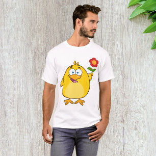 Kuiken met bloem grappig gelukkig dier t-shirt