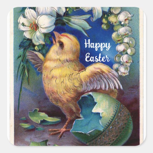  kuiken met bloemen Sticker (Voorkant)