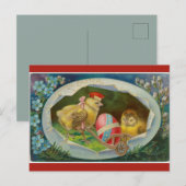 kuiken met paasei briefkaart (Voorkant / Achterkant)