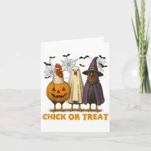 Kuiken of trakteren grappige kip Halloween kostuum Kaart