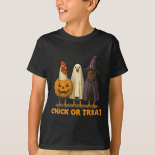 Kuiken of trakteren grappige kip Halloween kostuum T-shirt