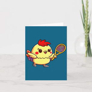 Kuiken speelt tennis tennis Pasen Kaart