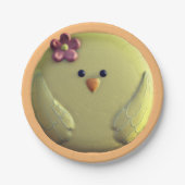 Kuikenbaby schattig geel en roze papieren bordje (Voorkant)