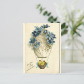  kuikens in eierschaal ballon paasgroet briefkaart (Staand voorkant)