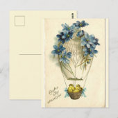  kuikens in eierschaal ballon paasgroet briefkaart (Voorkant / Achterkant)