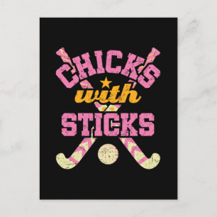 Kuikens met Sticks Field Hockey Vrouwen Briefkaart