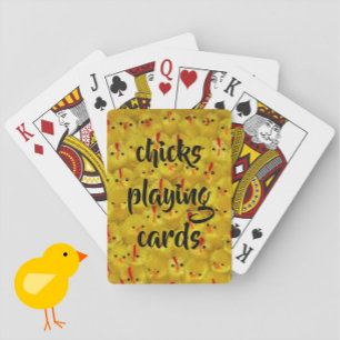 "Kuikens spelen kaarten" Mooie leuke gele patroon Pokerkaarten