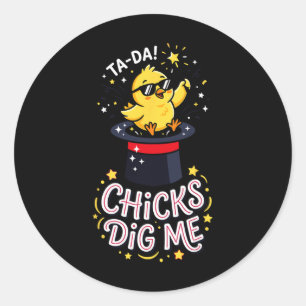 Kuikens vinden me grappig door Chick Sungles Retro Ronde Sticker
