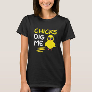 Kuikens vinden me leuk Pasen humor vintage kip ei T-shirt