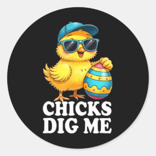 Kuikens vinden me Pasen Peuter Jongens Mannen Gelu Ronde Sticker