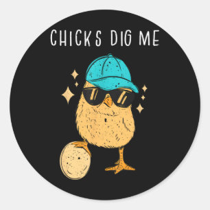 Kuikens vinden me Pasen Peuter Jongens Mannen Gelu Ronde Sticker