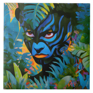 "Kuiráya" - Geschilderd blad - Vrouwen in het Amaz Tegeltje