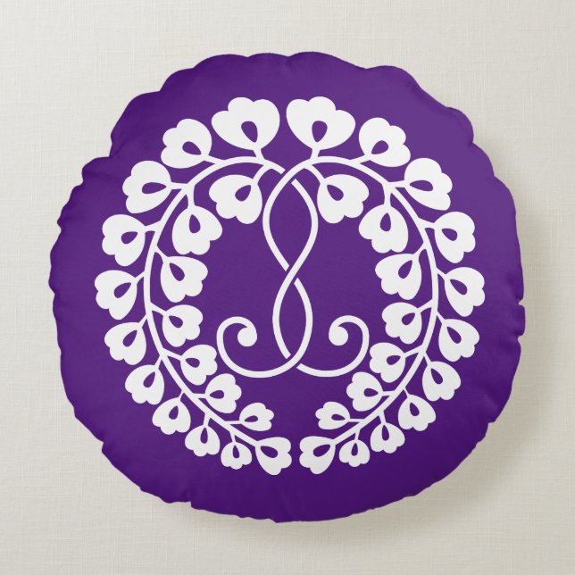 Kujo wisteria rond kussen (Voorkant)