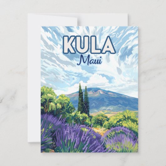 Kula Maui Haleakala Hawaii Lavendel Retro Kaart (Voorkant)