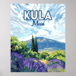 Kula Maui Haleakala Hawaii Lavendel Retro Poster