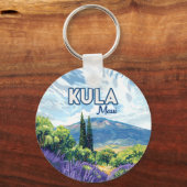 Kula Maui Haleakala Hawaii Lavendel Retro Sleutelhanger (Achterkant)