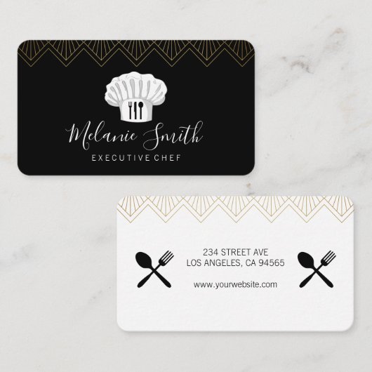 Kulinaire kunst Art Deco-afwerking Visitekaartje (Voorkant / Achterkant)