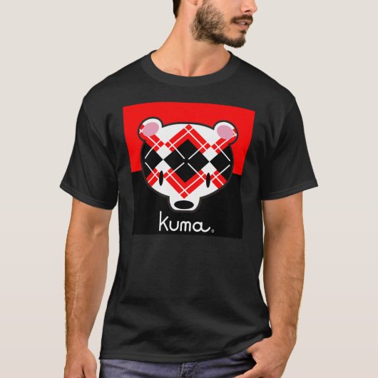 Kuma-chan zwarte n' rode argyle t-shirt (Voorkant)