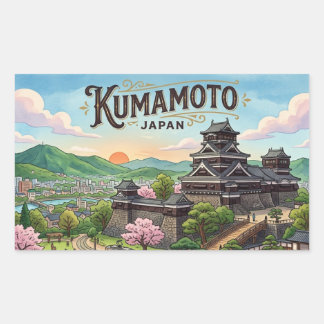 Kumamoto ansichtkaart rechthoekige sticker