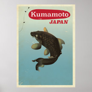 Kumamoto Japan vintage style travel poster