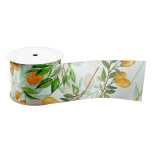 Kumquat Tropical Summer Fruit Pattern on Mint Lint