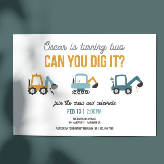 Kun je het graven Digger verjaardagsfeestje Kaart