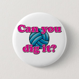 Kun je het graven? Volleybal! Ronde Button 5,7 Cm