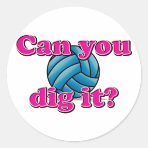 Kun je het graven? Volleybal! Ronde Sticker