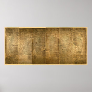 Kun yu wan guo quan tu (Wereldkaart 1602) van Ricc Poster