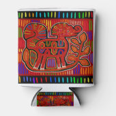 Kuna Indian Baby Elephant - Mola Folk Art Blikjeskoeler (Voorkant)