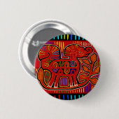 Kuna Indian Baby Elephant - Mola Folk Art Ronde Button 5,7 Cm (Voorkant /achterkant)