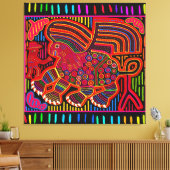 Kuna Indian Friendly Dragon Mola Canvas Afdruk (Insitu (Woonkamer))