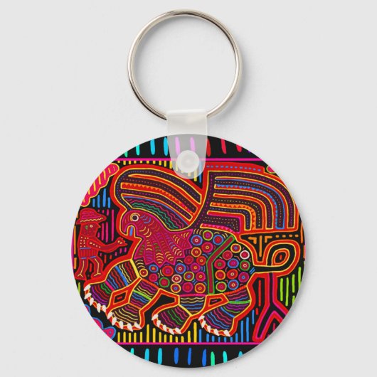 Kuna Indian Friendly Dragon Mola Sleutelhanger (Voorkant)