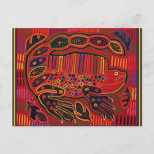 Kuna Indian Iguana Mola Briefkaart (Voorkant)