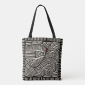 Kuna Indian Mola Black Bird Tote Bag (Dos)