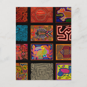 Kuna Indian Mola Collage Briefkaart
