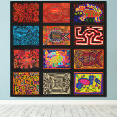 Kuna Indian Mola Collage Canvas Afdruk (Insitu (Houten vloer))