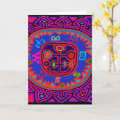 Kuna Indian Mola Compass Kaart (Gele Bloem)