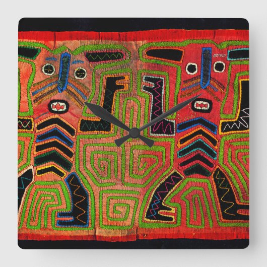 Kuna Indian Mola Inspiré Design Mur Horloge (Recto)