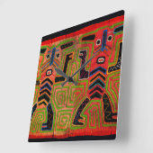 Kuna Indian Mola Inspiré Design Mur Horloge (Angle)