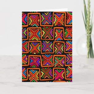 Kuna Indian Mola Tribal Checks - Red Kaart