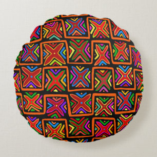 Kuna Indian Mola Tribal Checks - Red Rond Kussen